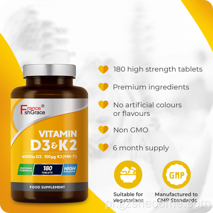 Vitamind3 K2 dla multi witaminowych tabletek wchłaniania wapnia